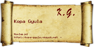 Kopa Gyula névjegykártya